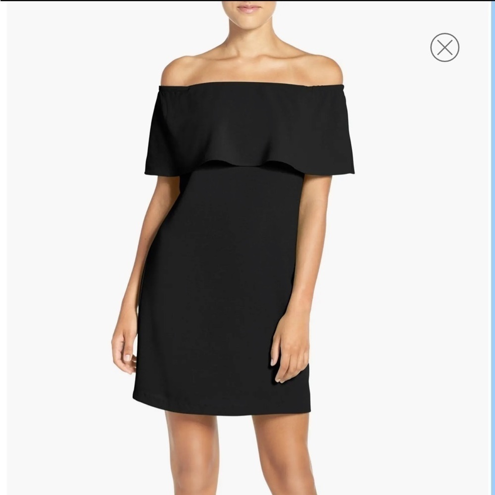 Charles Henry Black Off the Shoulder Flowy Ruffle Mini Dress, Women’s Size XS